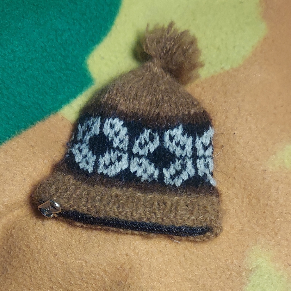 Adorable Hand Made Wool Knit Mini Beanie Coin / Stash Purse